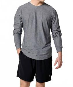 Мужская классическая футболка с длинным рукавом в сером меланже Sofibella, серый