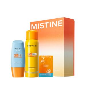Набор для защиты кожи от солнца в ежедневных поездках праймер с защитой от уф-излучения освежающий успокаивающий Mistine