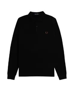 Хлопковая рубашка поло с длинными рукавами Fred Perry, черный