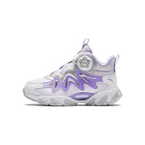 Амортизирующие износостойкие полувысокие детские уличные кроссовки фиолетово-бело-серебристые для детей 3-7 лет Antakids, туманно-фиолетовый / белый Anta / светло-воздушный фиолетовый / серебристый