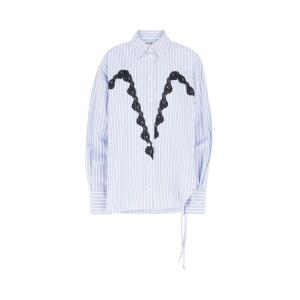 Рубашка The Attico Striped Shirt 'White/Navy Blue', белый