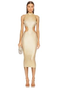 Платье миди Michael Costello x REVOLVE Calista Cut Out Long, цвет Champagne Foil