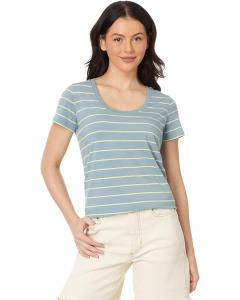 Футболка L.L.Bean Soft Stretch Supima Tee Scoopneck Short-Sleeve Stripe, цвет Cadet Blue/Lemon