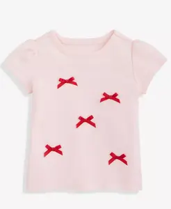 Детская футболка с короткими рукавами и атласными бантами Mix and Match First Impressions, розовый