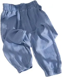 Летние тонкие женские джинсы harem в стиле casual из ice silk, свободные, с высокой талией