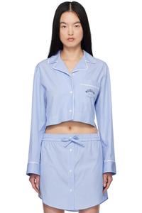 Синяя полосатая хлопковая рубашка Moschino Jeans