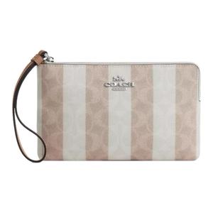 COACH Угловая молния с покрытием холщовая клатч малый женский песочный коричневый умбра