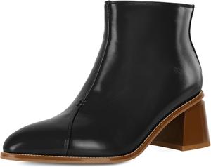 Женские ботильоны Esvowido с застежкой-молнией, толстым каблуком, круглым носком и низким каблуком для работы, свиданий и вечеринок, Black