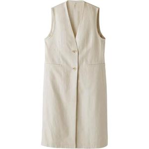 Женский жилет с воротником-стойкой для делового костюма MUJI, айвори