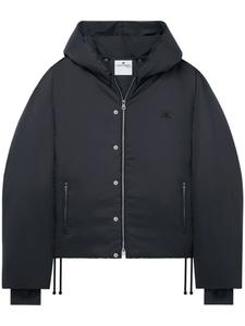 Courrèges пуховик с капюшоном и логотипом, черный