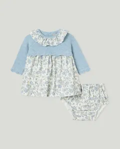 Платье из трикотажа и гладкой ткани с принтом для младенца Coconut El Corte Inglés, синий