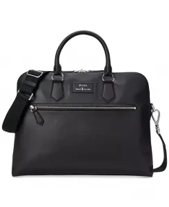 Мужская гладкая кожаная сумка Commuter Bag Polo Ralph Lauren, черный