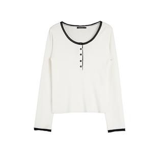 ELLE Белая вязаная кофта с воротником хенри