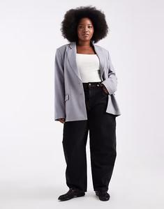 Джинсы-бочонки Curve с завышенной талией, выбеленного черного цвета Asos Curve