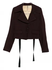 Пиджак с необработанными краями и деталями в виде ремешков Masnada, коричневый