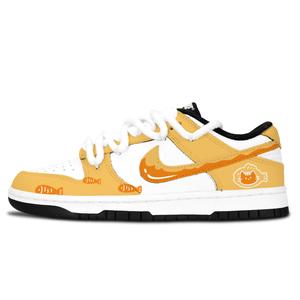 Nike Кроссовки для скейтбординга Dunk Black White, Meow Fish Fun, устойчивые к истиранию, низкие, унисекс, желтые