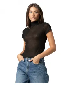 Элегантный полупрозрачный топ с высоким воротником. Kocca, черный