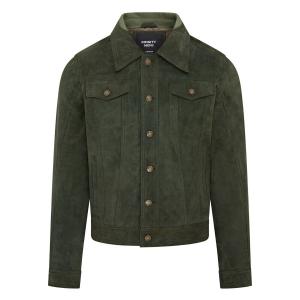 Джинсовая куртка дальнобойщика из козьей замши в западном стиле янгон Infinity Leather, зеленый