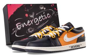 Jordan Air 1 Dreamy Reverie устойчивые к истиранию низкие баскетбольные кроссовки Unisex Black Orange