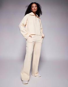 Широкие брюки-интерлок ASOS DESIGN с защипами, цвет пахты