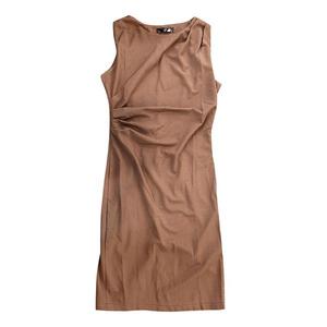 Элегантное платье для офиса женское без рукавов с круглым вырезом Inspire Chic, Brown