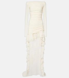 Мини-платье из джерси и жоржета с оборками Blumarine, Butter