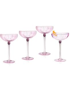 Набор из 4 бокалов для коктейлей «Клюква» Qualia Glass, цвет light pink with burgundy