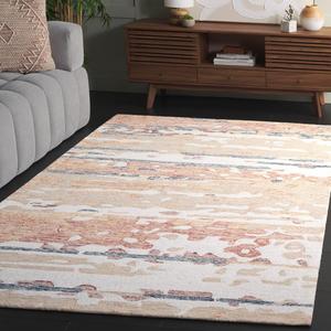 Ковер SAFAVIEH, 153 x 244 см, - коллекция Ebony - Beige & Rust, ручной работы из шерсти, идеально для гостиной, спальни, столовой (EBN176B)