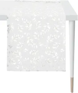 APELT дорожка для стола "3625 Christmas Elegance, жаккардовая ткань, Новогоднее украшение, Рождество ", (1 шт.), с блестящими нитками 48х140 см, белый/серебристый