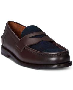 Мужские кожаные лоферы Alston с клетчатым узором из шерсти Polo Ralph Lauren, Dark Brown/blackwatch