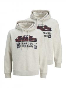 Jack & Jones Логотип толстовки/худи светло-серого меланжевого цвета