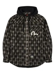 Куртка в клетку с капюшоном Evisu, черный