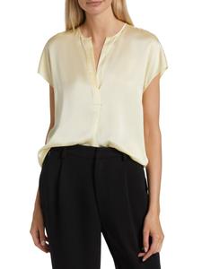 Шелковая блузка с рукавами-крылышками Vince, цвет Sun Creme
