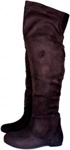 Generic Женские высокие ботфорты, свободная посадка, плоский каблук, коричневый искусственный замш