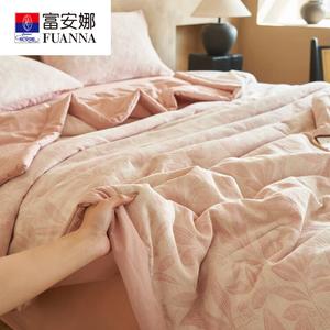 Fuanna Летнее одеяло 150х200 см из трехслойного жаккарда с парой наволочек, цвет Red Bean Paste