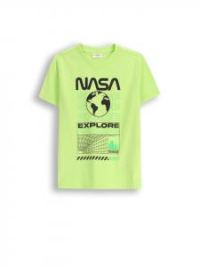 Футболка из хлопка с короткими рукавами цвета лайма Coccodrillo