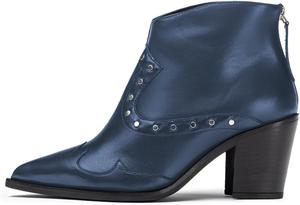 Женские ретро ботильоны YDN с закрытым носком, на молнии сзади, с квадратным средним каблуком, с заклепками, для женщин, формальная обувь для деловых мероприятий, размер 4-16 США, Blue