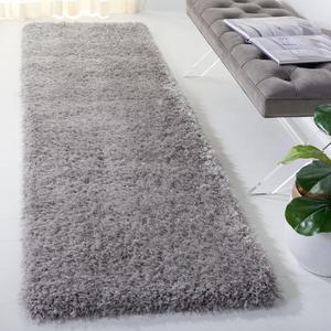 Ковер-дорожка SAFAVIEH, 69 x 244 см, Luxe Shag Collection, Grey, Handmade Glam, идеально для помещений с высокой проходимостью в гостиной, спальне (SGX160C)