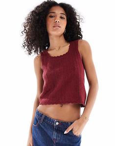 Трикотажный топ с зубчатым краем Asos Design, оранжево-коричневый