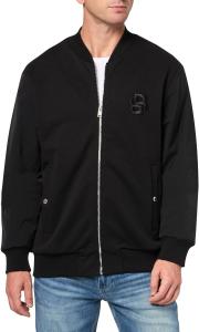 Мужская хлопковая куртка-бомбер с логотипом Double B от BOSS, Black Olive