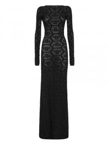 Платье с монограммой Philipp Plein, черный