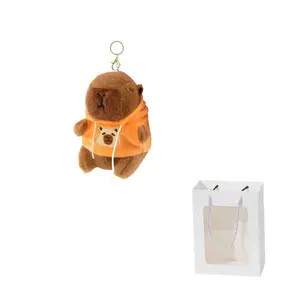 Длинная коса капибара с большим цветочным нарядом кукла плюш подвеска 13см высота CHONGRONGLIANYU