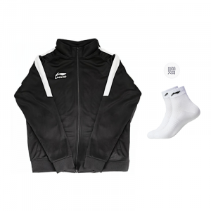 Куртки Li Ning, унисекс, с воротником-стойкой, средней жесткости, другие модели., черный li-ning socks 1 pack