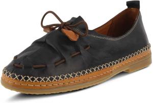 Женские кожаные лоферы Spring Step Berna - стильные удобные туфли без шнурков с мягкой стелькой, эластичным верхом и прочной резиновой подошвой, черный