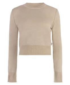 Вязаный свитер для стильного образа Mm6 Maison Margiela, бежевый