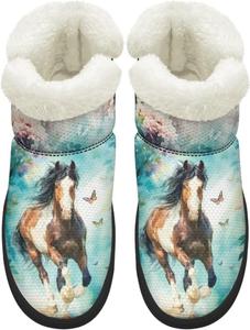 Женские зимние сапоги KEIAHUAN для прогулок, удобные для походов, кроссовки-нубук с противоскользящей подошвой и короткие сапожки с меховым воротником, Horse