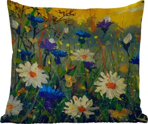 Подушка для улицы - Живопись - Масляная краска - Природа - Цветы - 60x60 см - Устойчива к атмосферным воздействиям - Подушка для отдыха - Декор - Подушка для сна MuchoWow