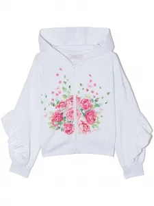 Худи с оборками и принтом Monnalisa, белый