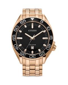 Роскошные часы Citizen Eco Sport с браслетом из нержавеющей стали, 42 мм, черный