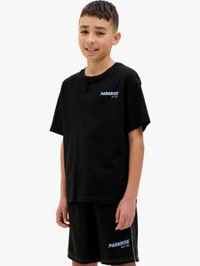 Детская футболка с принтом на спине и круглым вырезом Jack & Jones, Black/Light Blue